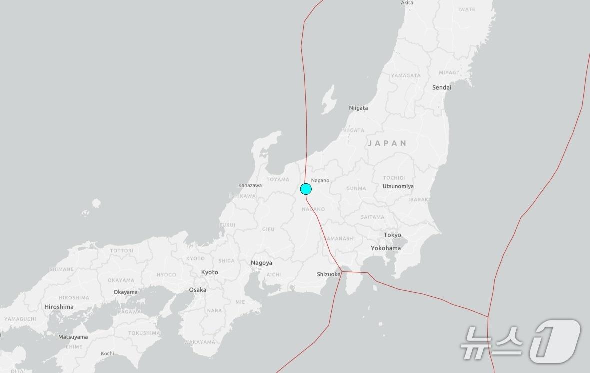 본문 이미지 - 일본 나가노현에서 18일 규모 5의 지진이 발생했다. (출처=미국 지질조사국 홈페이지) 2025.4.18./뉴스1
