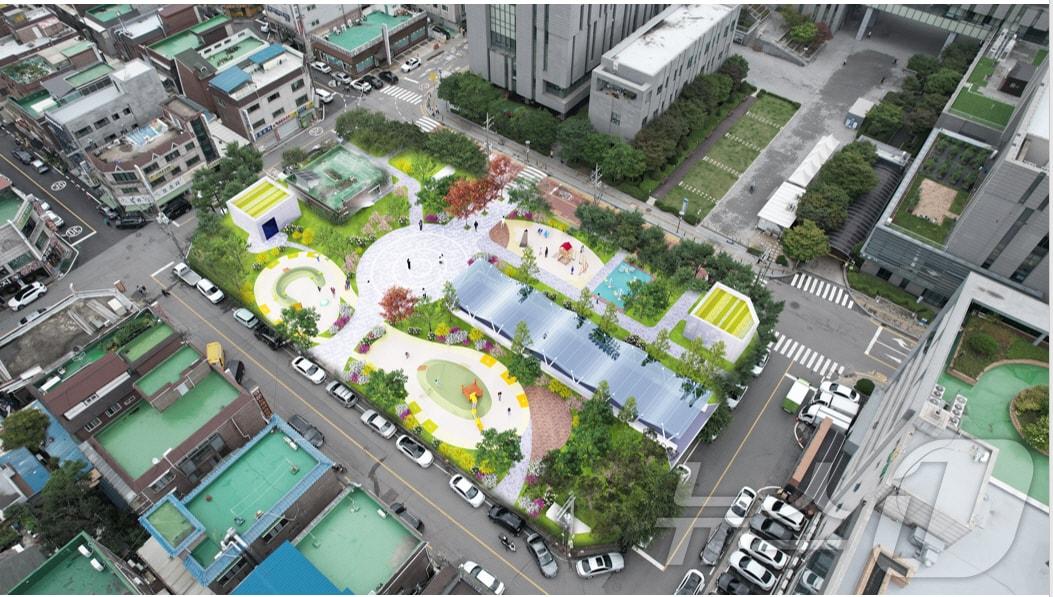 본문 이미지 - 지하에 공영주차장이 조성되는 수지구 풍덕천동 토월공원 조감도.&#40;용인시 제공&#41;
