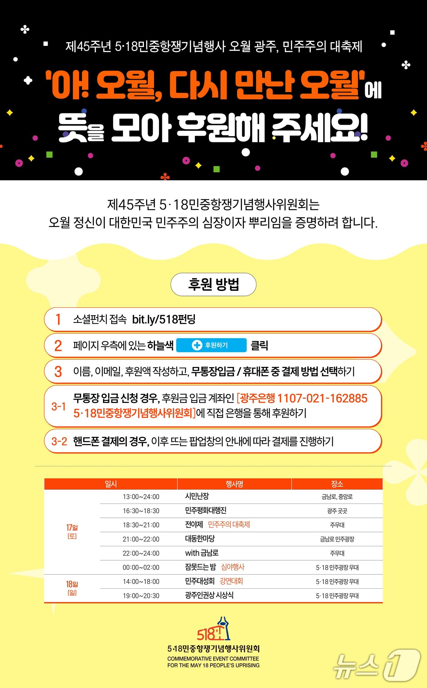 본문 이미지 - 5·18행사 진행을 위한 크라우드 펀딩 '소셜펀치' 포스터.(518행사위 제공. 재판매 및 DB 금지)