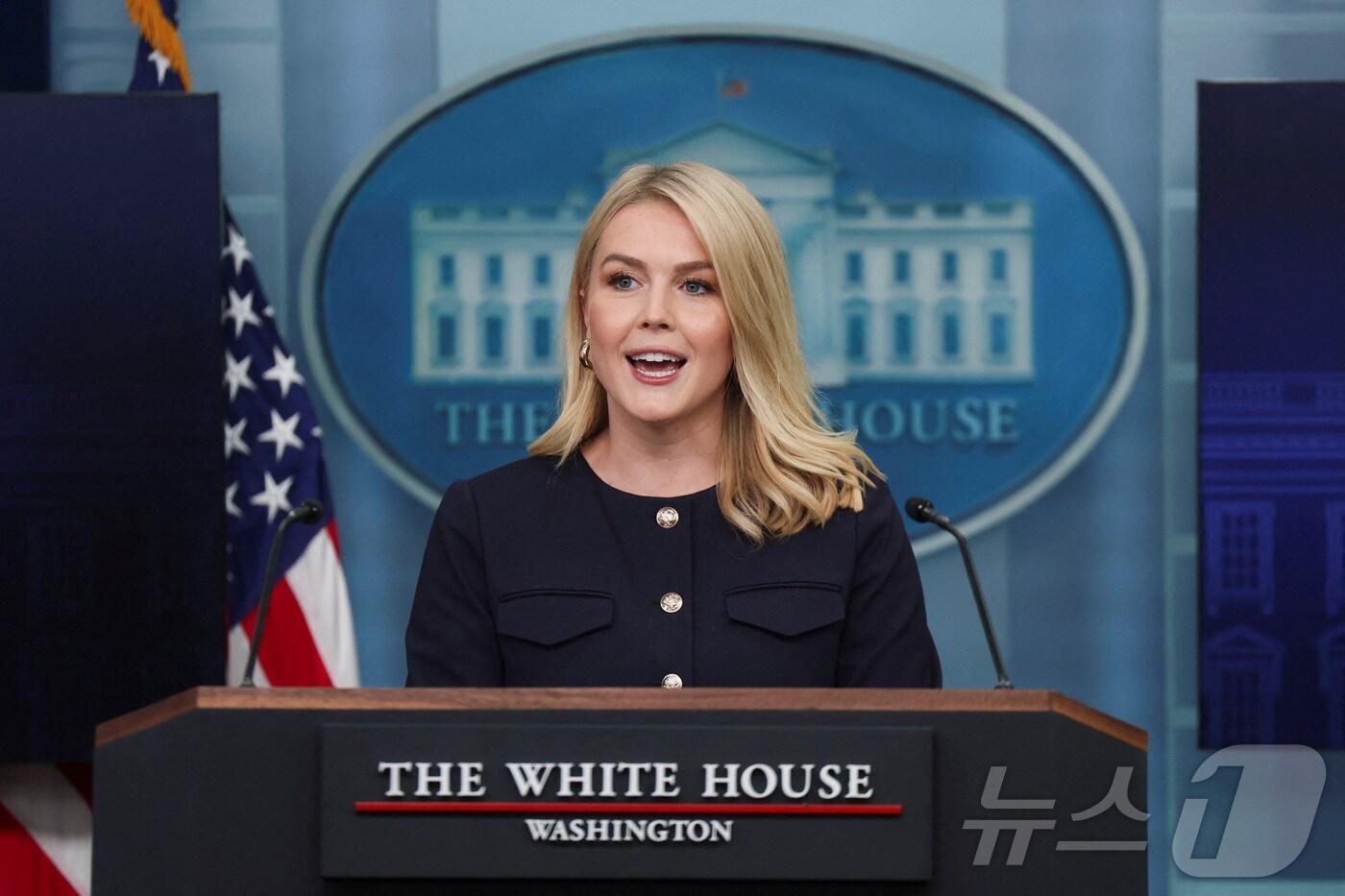 캐롤라인 레빗 백악관 대변인. 2025.04.23 ⓒ 로이터=뉴스1 ⓒ News1 우동명 기자