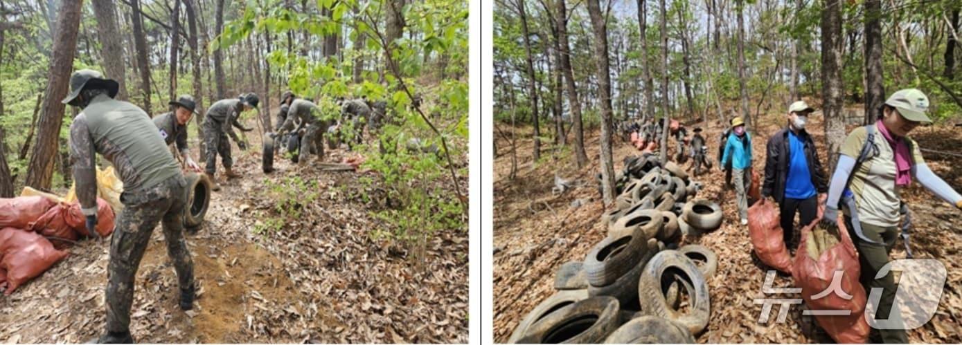 본문 이미지 - 지난 23일 국립공원과 56사단, 자원봉사자들이 북한산 내 군사시설을 철거하고 있다. (북한산국립공원 제공, 재판매 및 DB금지)