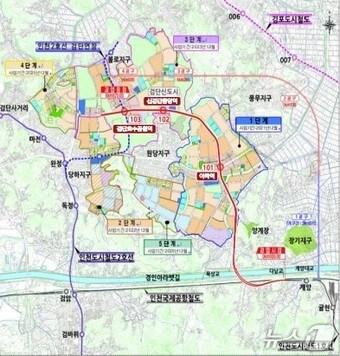 본문 이미지 - 인천도시철도1호선 검단연장선 노선도(인천시제공. 재배포 및 DB금지)/뉴스1