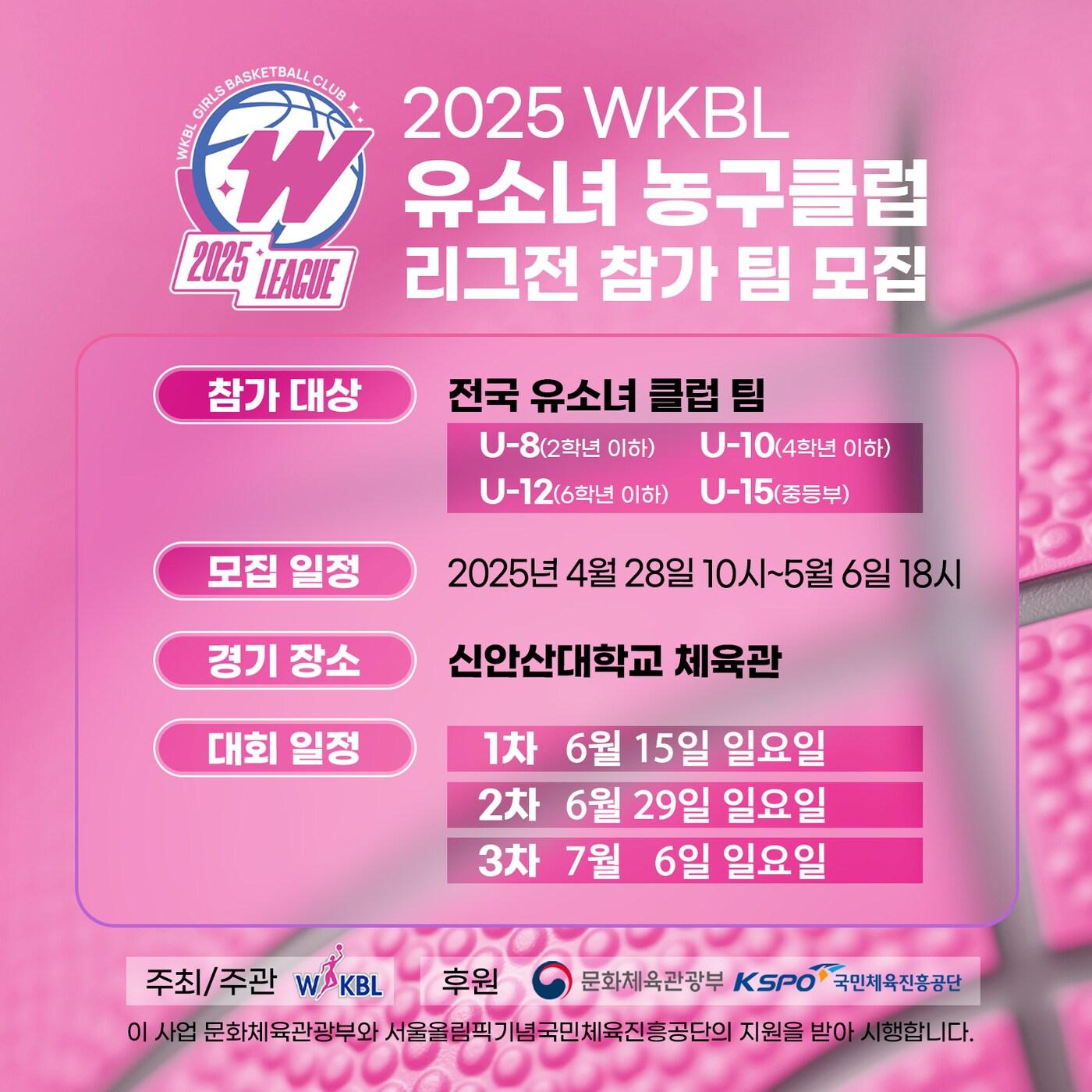 본문 이미지 - 2025 WKBL 유소녀 농구클럽 리그전 참가팀을 5월 6일까지 모집한다. (WKBL 제공)