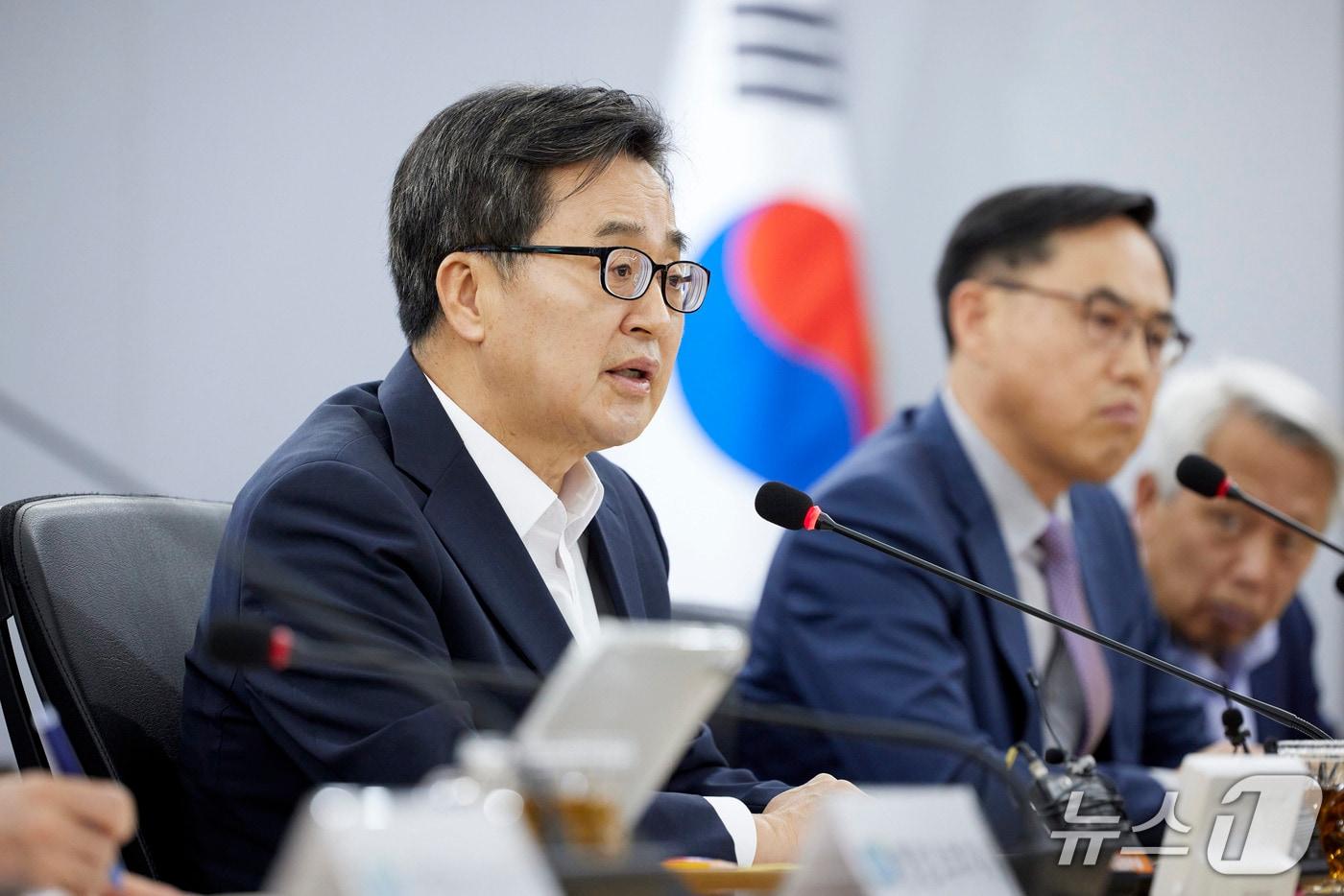 김동연 경기도지사가 29일 오후 경기도청 서희홀에서 열린 도정점검회의에서 인사말을 하고 있다.(경기도 제공, 재판매 및 DB 금지)