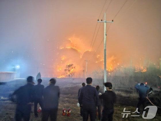 본문 이미지 - 청송교도소로 다가오는 산불 (경북교정본부 제공.재판매 및 DB 금지)2025.4.3/뉴스1