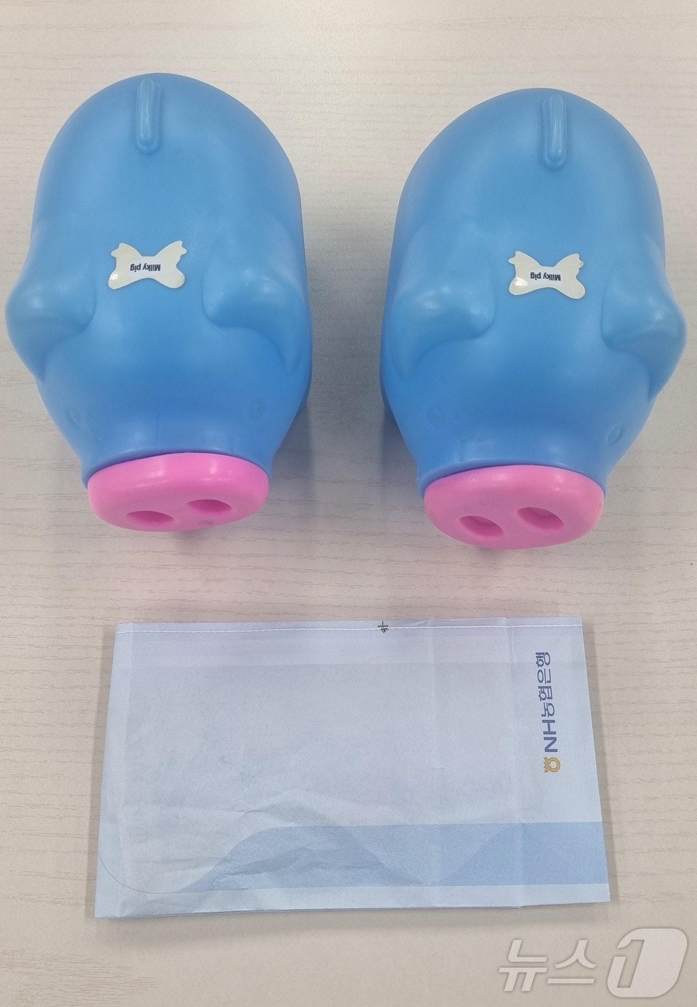 본문 이미지 - 출향인 70대 노인이 기부한 돼지 저금통과 현금 100만원.(경북 의성군 제공.재판매 및 DB 금지)