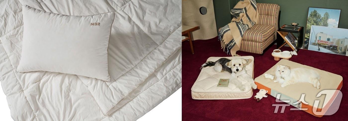 본문 이미지 - N32 아이슬란드 씨셀 화이버 필로우(왼쪽), 펫 매트리스 'N32 쪼꼬미'(오른쪽) (N32 제공)