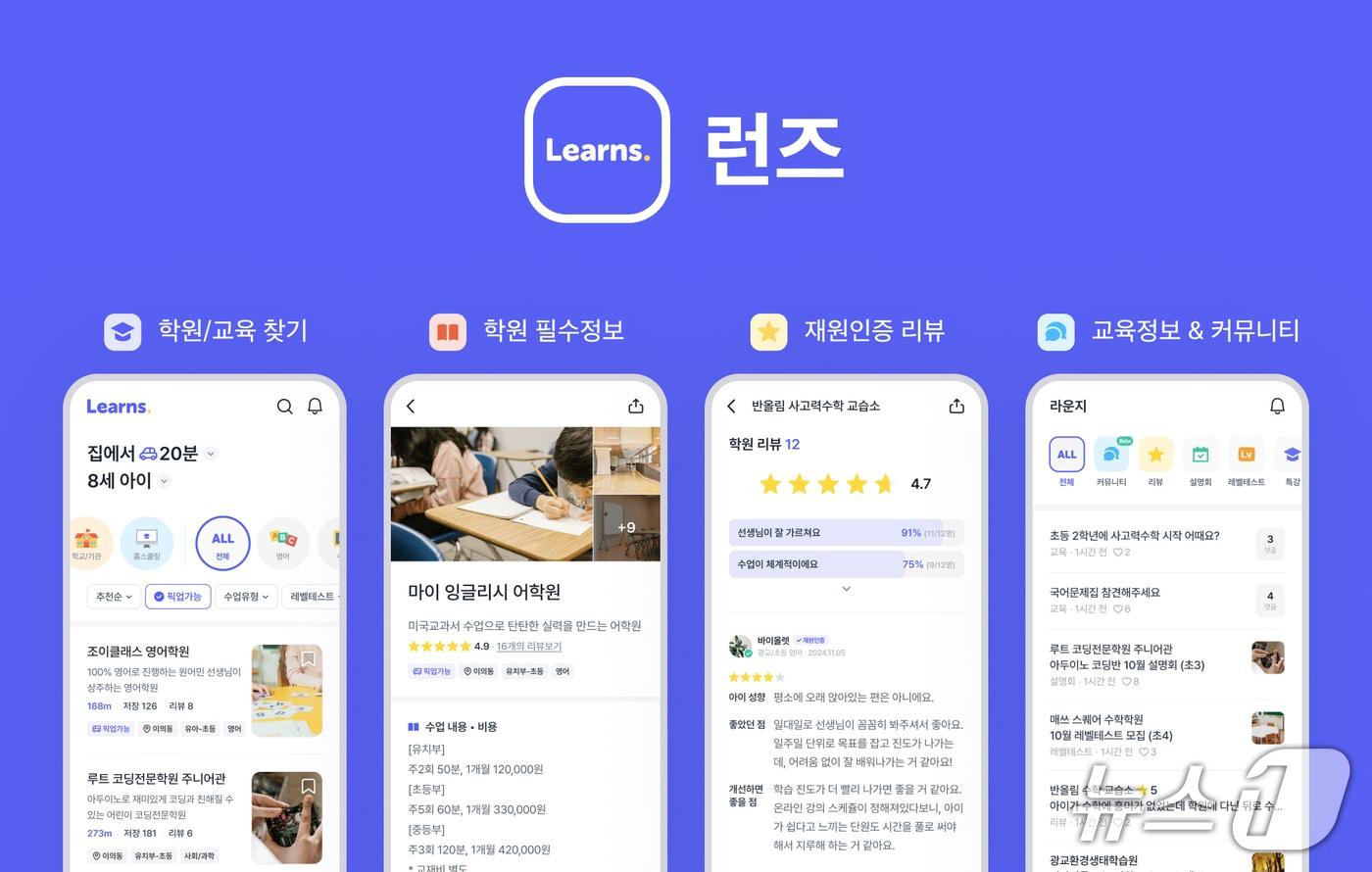 밍글랩이 운영하는 AI 기반 자녀 교육 정보 통합 플랫폼 '런즈'(밍글랩 제공)