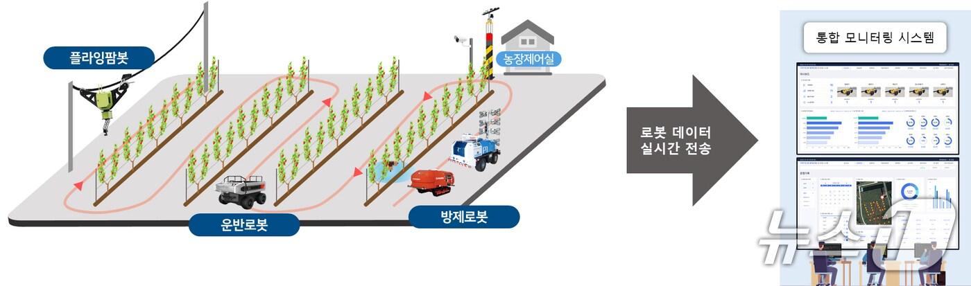 30일 경북 포항시가 2025년 농업용 로봇 실증 지원사업에서 상옥스마트사과연구회와 함께 촤종 선정됐다. 사진은 괴수원 내 농업용 로봇  실증 현장 도면. (포항시제공, 제판매 및 DB 금지) 2025.4.30/뉴스1