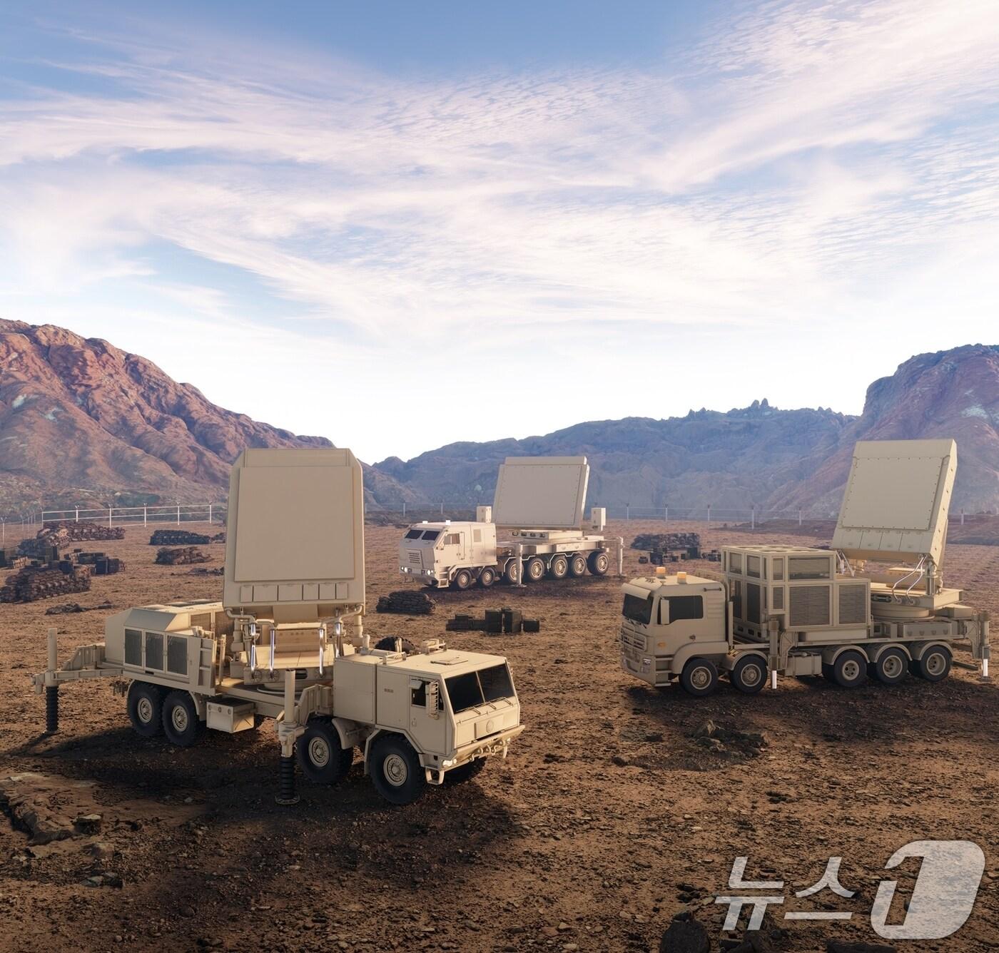 본문 이미지 - (왼쪽부터) 한화시스템의 중거리 지대공 유도무기체계 다기능레이다, 장거리 지대공 유도무기체계 다기능레이다, 장사정포요격체계 다기능레이다 모습. (한화시스템 제공. 재판매 및 DB 금지) 2025.4.30/뉴스1 ⓒ News1 이연주 기자