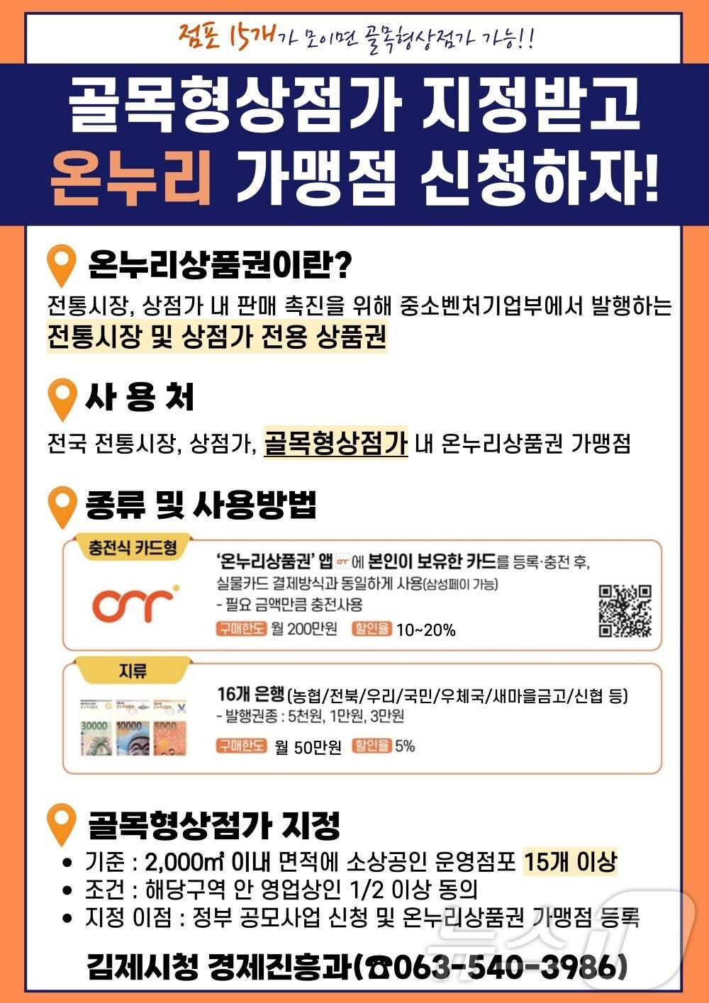 본문 이미지 - 김제시가 지난 2일부터 골목형 상점가 지정 신청을 받고 있다.(김제시 제공. 재판매 및 DB금지)