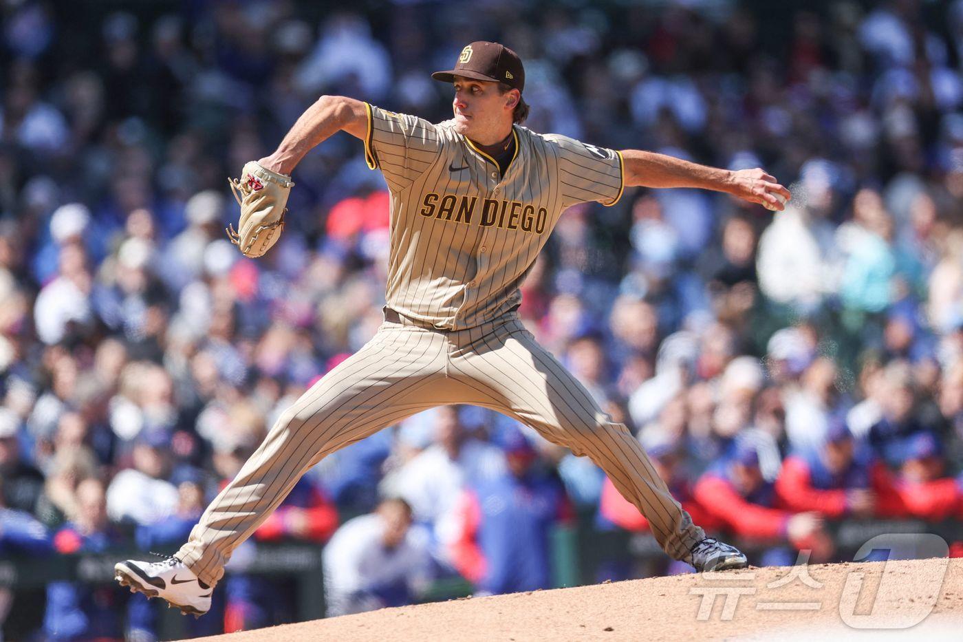 샌디에이고 파드리스 투수 카일 하트가 7일&#40;한국시간&#41; 열린 2025 메이저리그 시카고 컵스전에 선발 등판해 투구하고 있다. ⓒ AFP=뉴스1