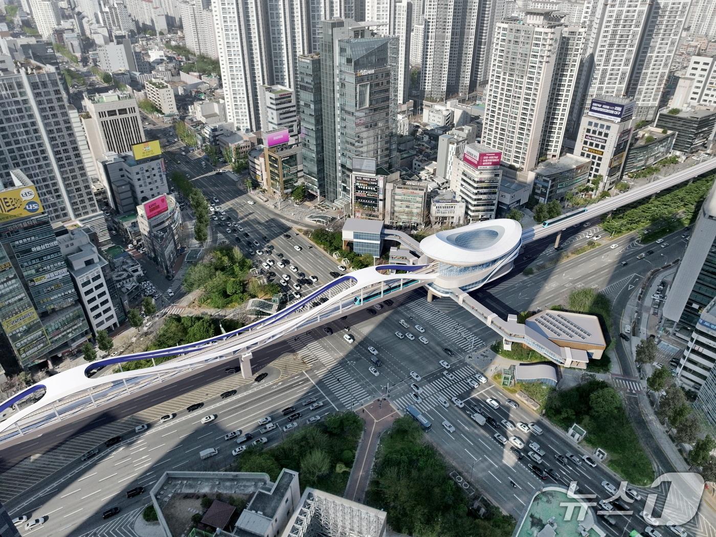 본문 이미지 - 물고기가 강물에 떠 있는 형상의 범어정거장 조감도.&#40;서한 제공. 재판매 및 DB 금지&#41;