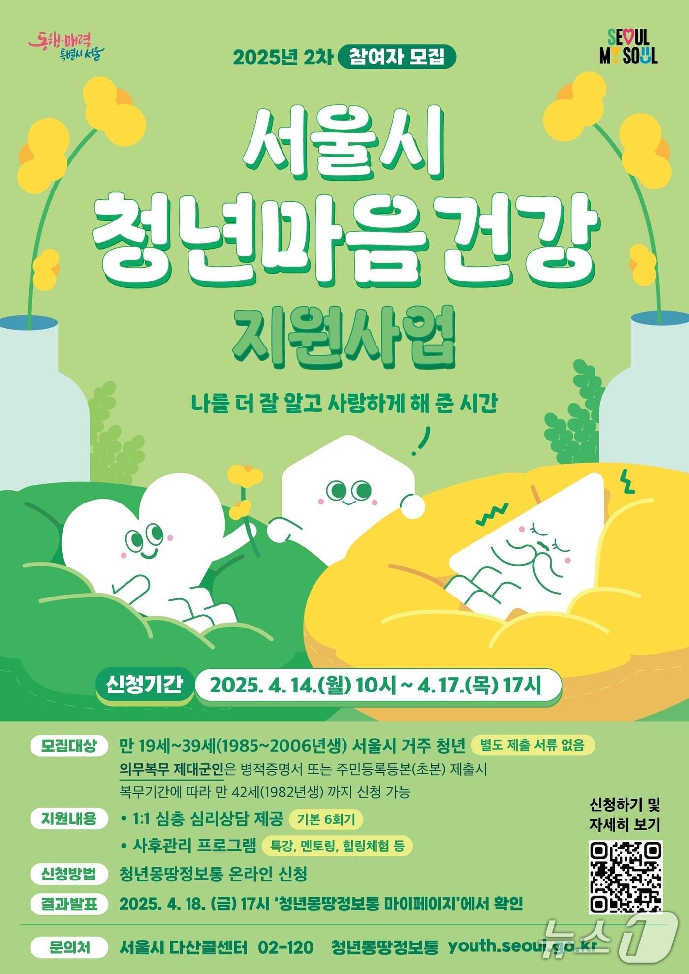 본문 이미지 - 서울시 청년마음건강 지원사업.(서울시 제공)