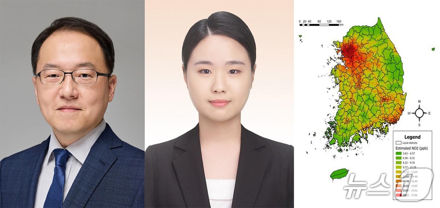포스텍(포항공대) 이형주 교수팀이 인공위성으로 국내 이산화질소 농도를 500m 단위로 정밀 분석하는데 성공했다고 9일 밝혔다. 이형주 교수,  통합과정 김나래 씨. (포스텍 제공, 제핀매 및 DB 금지) 2025.4.9/뉴스1 