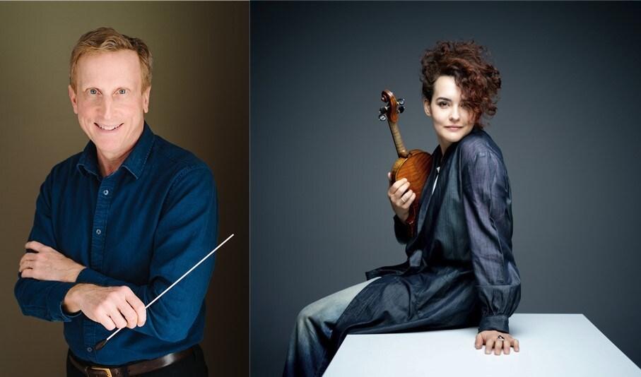 본문 이미지 - 지휘자 휴 울프(왼쪽, ⓒCaroline Talbot)와 바이올리니스트 알레나 바예바(ⓒMarco Borggreve)(서울시향 제공)