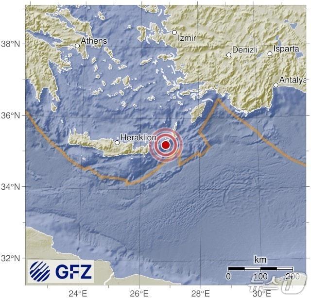 본문 이미지 - 그리스에서 규모 6.1 지진이 발생했다. <출처=독일지구과학연구센터>