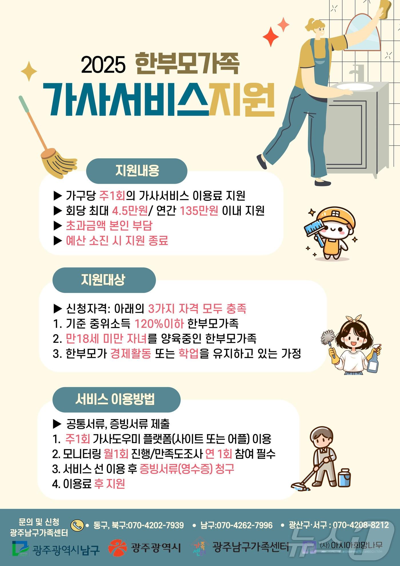 본문 이미지 - 한부모가족 가사서비스 지원 사업 안내.(광주시 제공. 재판매 및 DB 금지) 