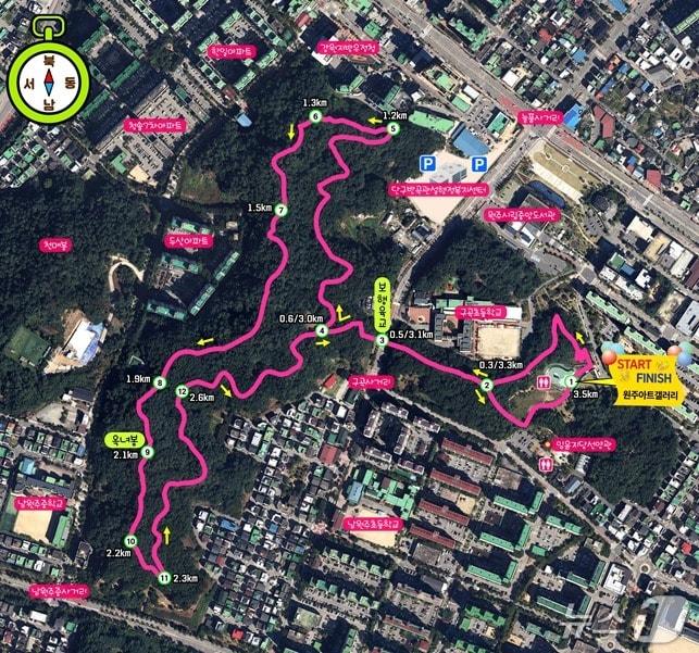 본문 이미지 - ‘2025 단구공원둘레길 맨발걷기축제’ 코스. (원주시 제공. 재판매 및 DB금지) 2025.5.14/뉴스1