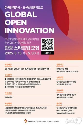 본문 이미지 - 글로벌 오픈 이노베이션 참가 기업 모집 포스터(한국관광공사 제공)