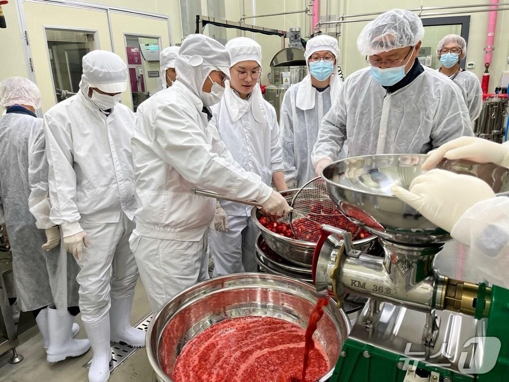 본문 이미지 - 진천군 농업기술센터 '2025년 농산물 가공 장비 활용 제품개발 교육' (진천군 제공)/뉴스1