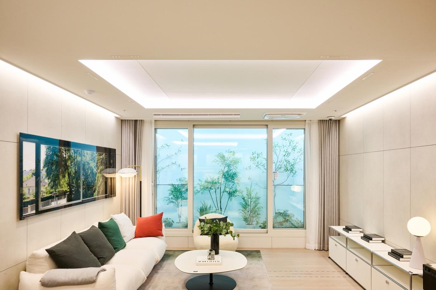 GS건설이 개발한 ‘에너지 절약형 조명’과 ‘Hidden Lighting System’이 적용된 이미지.