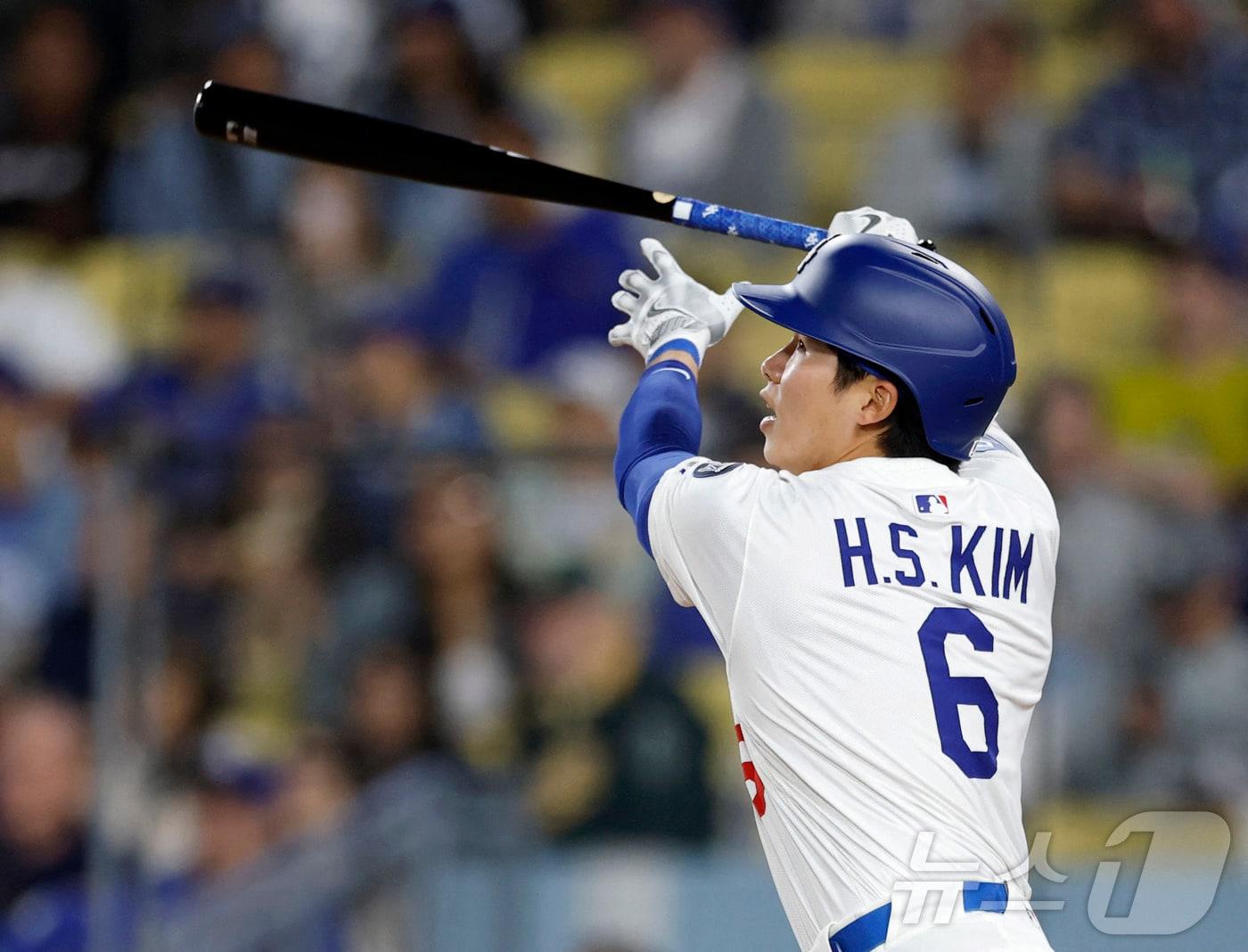 본문 이미지 - LA 다저스 김혜성이 이틀 연속 선발 출전 기회를 잡았다. ⓒ AFP=뉴스1 ⓒ News1 김성진 기자