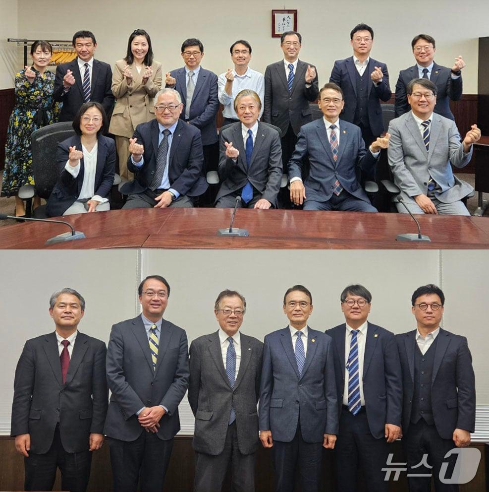 본문 이미지 - 이승철 한남대 총장이 일본 조사이대학(위 사진 앞줄 오른쪽 2번째)과 칸토카쿠인대학(아래 사진 오른쪽 3번째 )를 방문했다.(한남대 제공.재판매 및 DB금지)/뉴스1