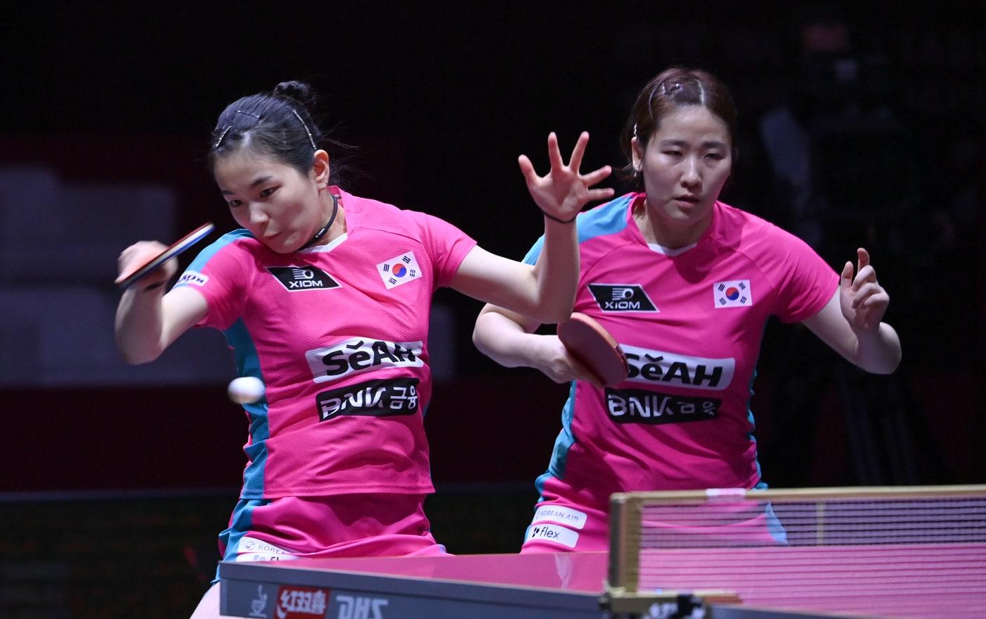 본문 이미지 - 한국 여자탁구 복식의 김나영-이은혜 조(대한탁구협회 제공) 