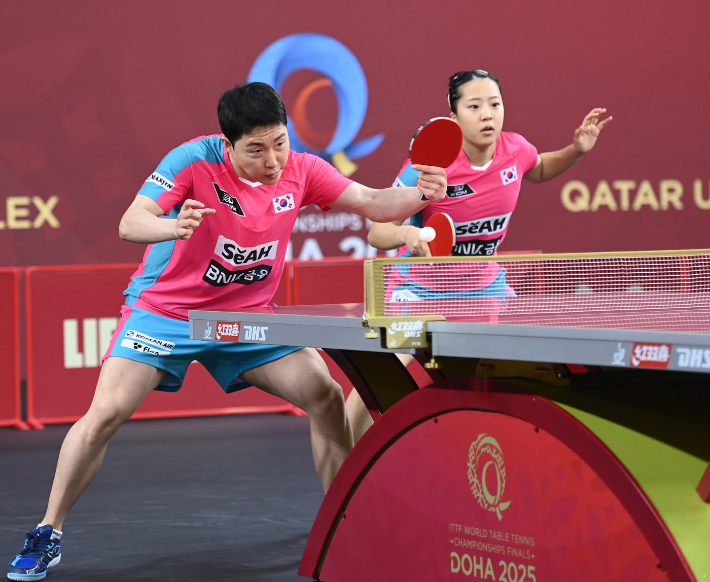 본문 이미지 -  한국 남자 탁구의 임종훈(왼쪽)(대한탁구협회 제공)