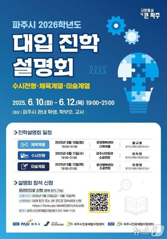 본문 이미지 - 파주시 2026학년도 대학 수시전략 설명회 안내 포스터. (파주시 제공, 재판매 및 DB금지)