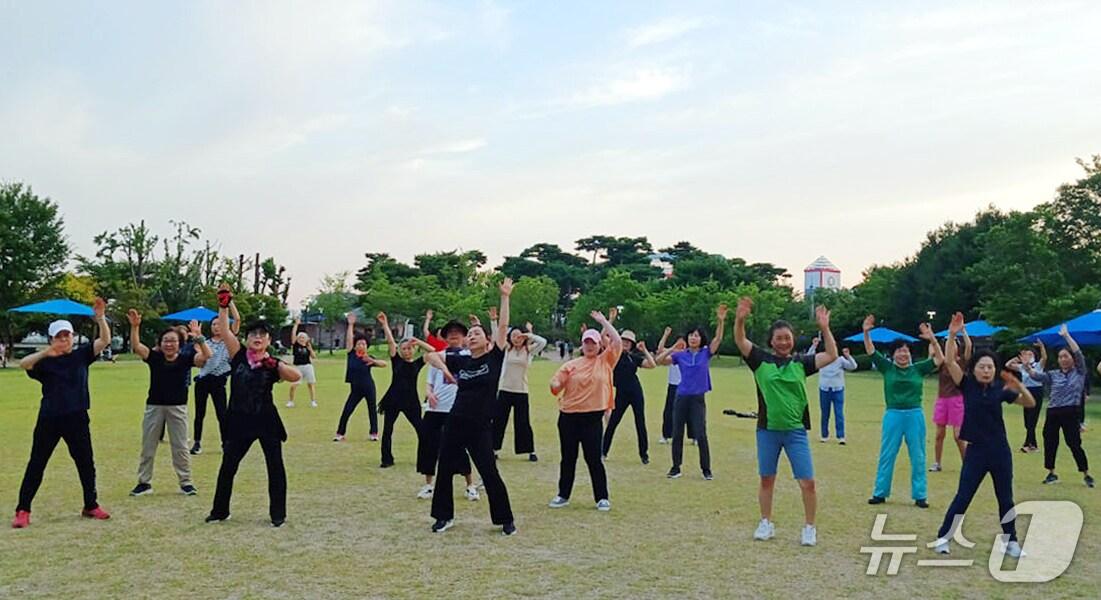본문 이미지 - 대전 유성구(구청장 정용래)는 야간 신체활동을 통해 건강한 마을 환경을 조성하기 위한 가족 운동 프로그램 ‘유성 별밤 운동 교실’을 운영한다.  지난해 유림공원에서 진행된 ‘유성 별밤 운동 교실’ 모습. (유성구청 제공.재판매 및 DB금지)2025.5.22/뉴스1