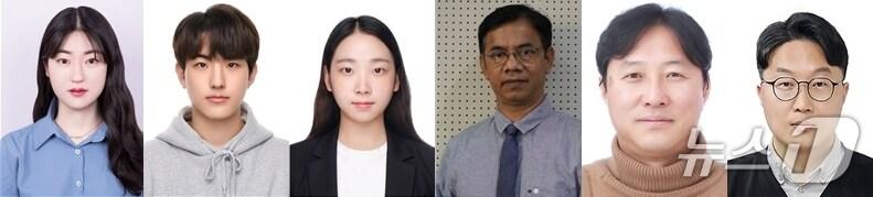 본문 이미지 - 왼쪽부터 대학원 응용소재공학과 박정윤, 홍유택, 임유리 대학원생, 브루나이 다루살람 국립대학교 Abul K, Azad 교수, ㈜에프씨아이 류보현 최고기술책임자, 신소재공학과 김정현 교수.(한밭대 제공.재판매 및 DB금지)/뉴스1