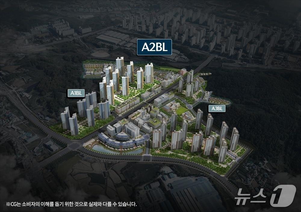 본문 이미지 - 아산탕정자이 A1, A2, A3블록 전체 조감도 &#40;GS건설 제공&#41;