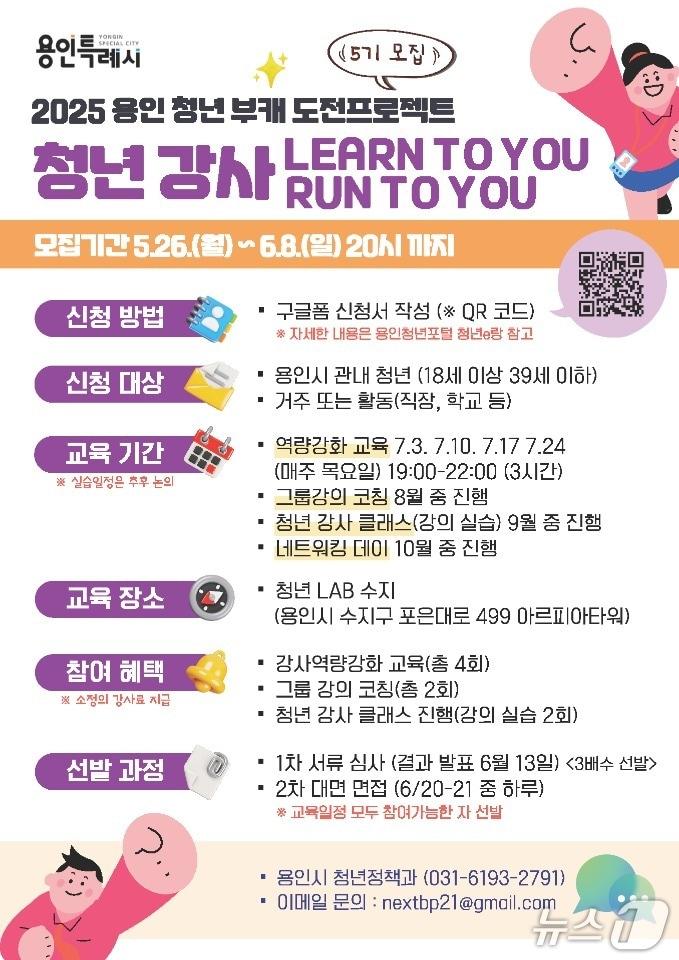 본문 이미지 - '청년 부캐 도전 프로젝트' 참여자 모집 안내 포스터.(용인시 제공)