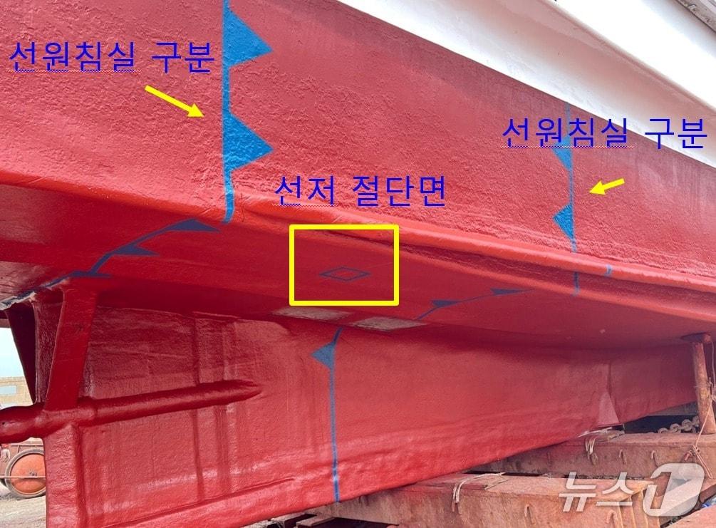 본문 이미지 - 어선 선저절단표식 예시.(제주해양경찰청 제공. 재판매 및 DB 금지)