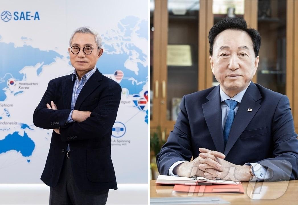 본문 이미지 - 김웅기 글로벌세아그룹 회장&#40;왼쪽&#41;과 김철수 대한적십자사 회장.&#40;전남대 제공.재배포 및 DB 금지&#41;