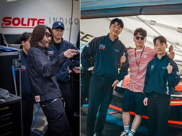 본문 이미지 - 방송인 노홍철(왼쪽), 배우 오대환(오른쪽 가운데) / 사진=쏠라이트 인디고 레이싱 제공