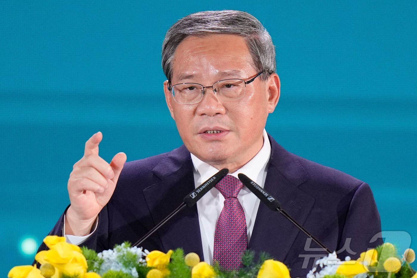 리창 중국 국무원 총리가 27일 &#40;현지시간&#41; 말레이시아 쿠알라룸푸르에서 열린 아세안·걸프협력회의&#40;GCC&#41;·중국 정상회의서 연설을 하고 있다. 2025.05.28 ⓒ AFP=뉴스1 ⓒ News1 우동명 기자