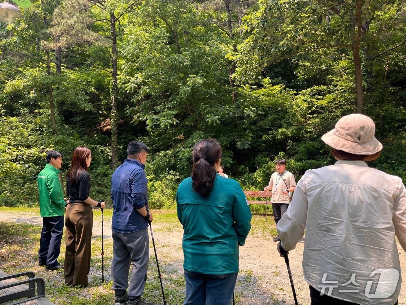 본문 이미지 - 국립예산치유의숲에서 산림치유 프로그램 현장을 점검하고 있다. (산림청 한국산림복지진흥원 제공.재판매 및 DB금지)/뉴스1