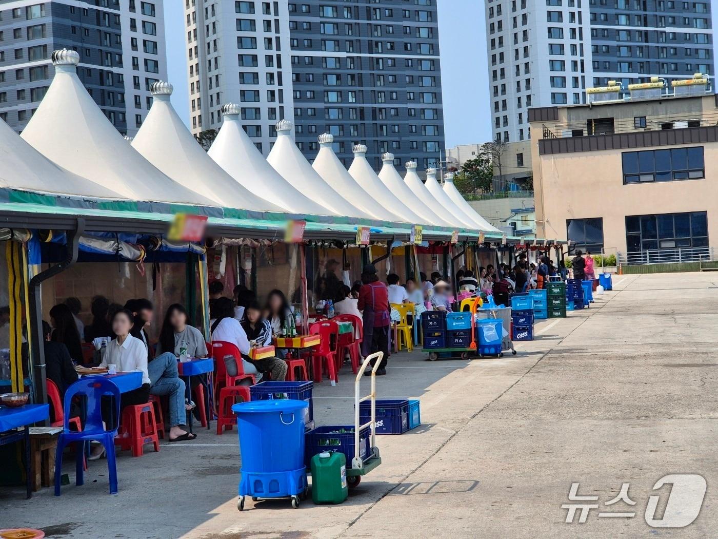 본문 이미지 - 금요일인 지난 30일 강원 속초시 동명동에 있는 포장마차촌인 오징어난전이 나들이객으로 붐비고 있다. 2025.5.30/뉴스1 윤왕근 기자