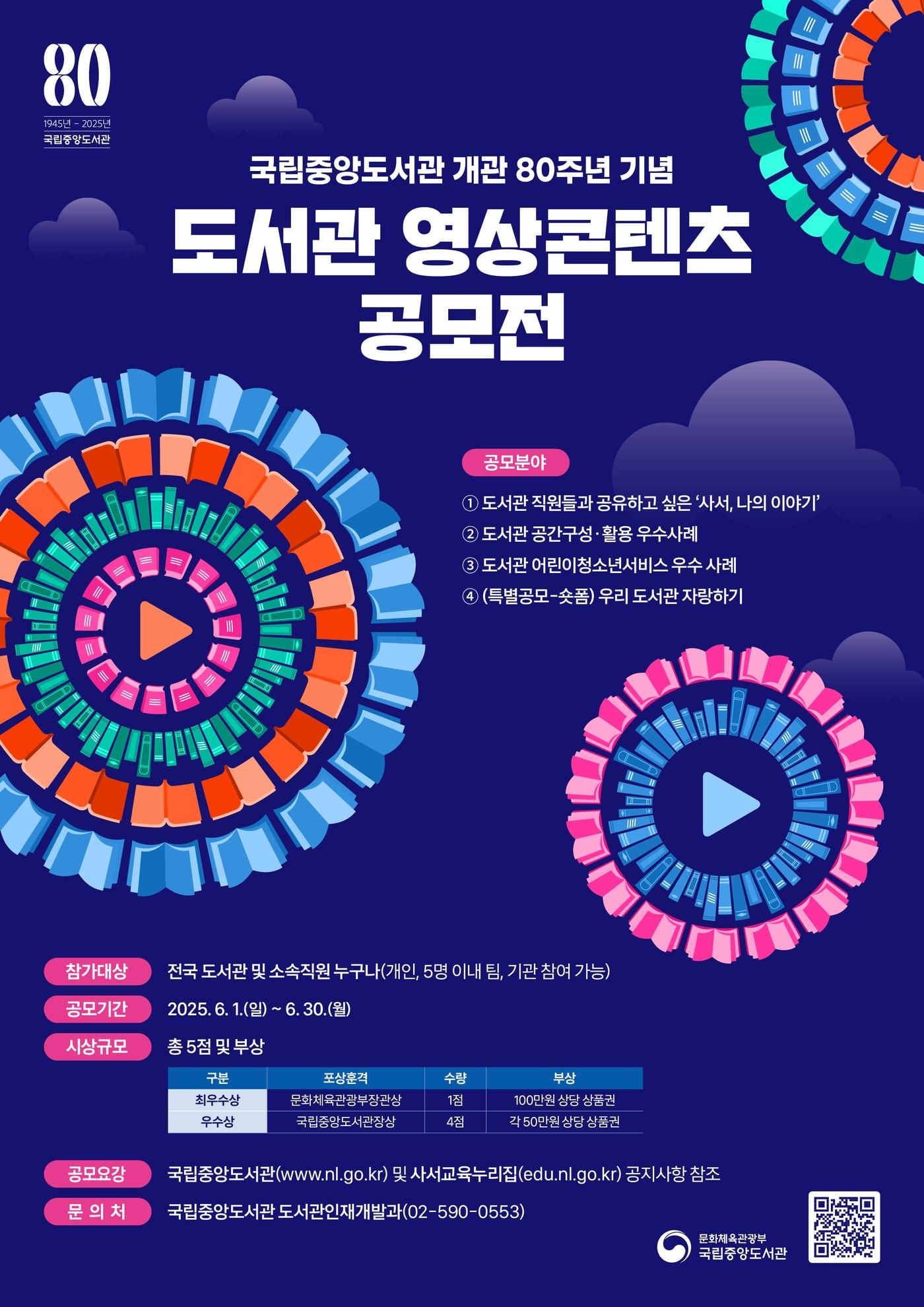본문 이미지 - 국립중앙도서관, 개관 80주년 기념 &#39;도서관 영상콘텐츠 공모전&#39; 포스터 &#40;국립중앙도서관 제공&#41;