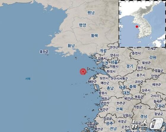 본문 이미지 - 충남 태안군 북서쪽 52㎞ 해역에서 5일 오전 7시 53분 지진이 발생했다.(기상청 제공)