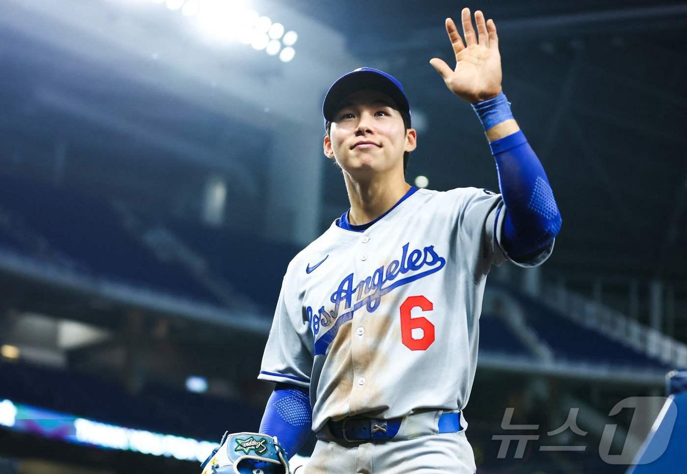 다저스의 김혜성이 신인왕 모의 투표에서 내셔널리그 2위에 올랐다. ⓒ AFP=뉴스1