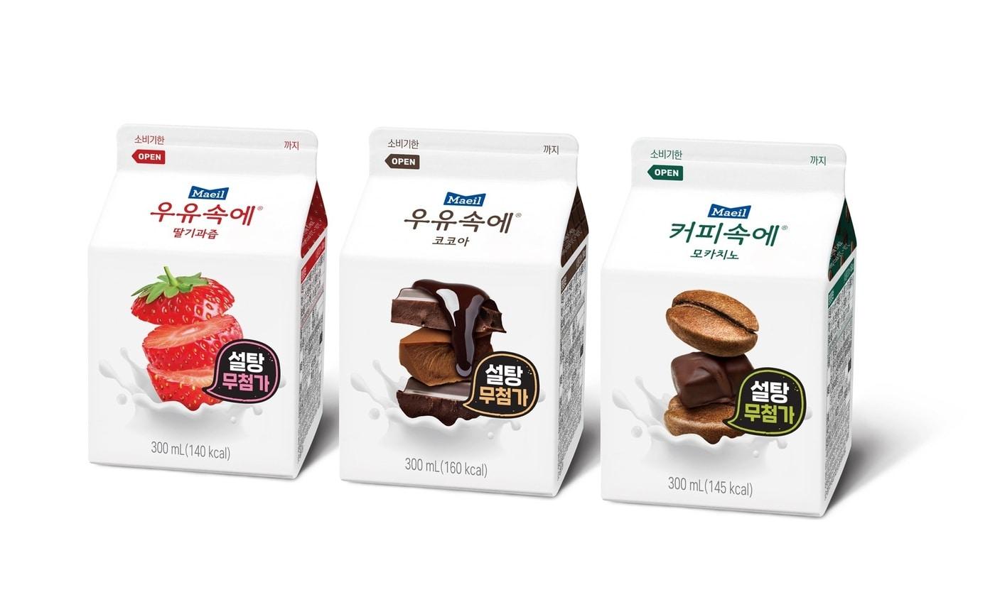 본문 이미지 - 매일유업 우유속에 설탕무첨가 3종 제품사진.(매일유업 제공)