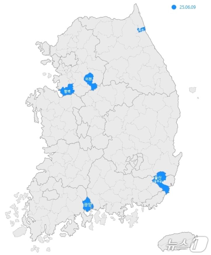 본문 이미지 - 5월 전국 미분양 관리지역 선정 현황.&#40;HUG 제공. 재판매 및 DB 금지&#41;
