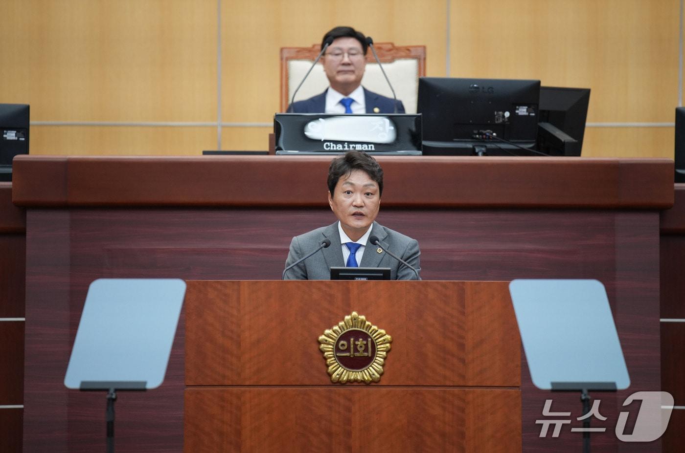 본문 이미지 - 7일 김대중 전북자치도의원이 임시회에서 5분 발언을 하고 있다.(의회제공. 재판매 및 DB금지)2025.5.7/뉴스1