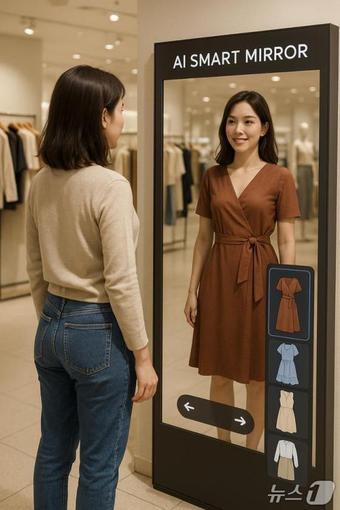 본문 이미지 - 종각역 스마트쉼터에 설치될 AI 피팅룸 예시사진.(서울시 제공)