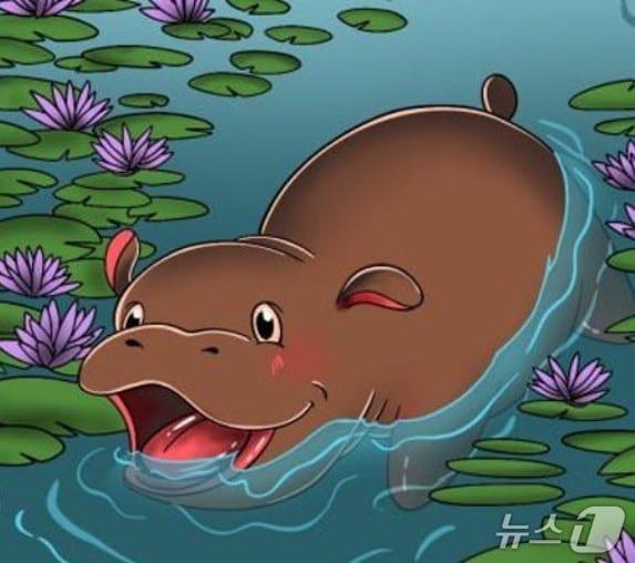 본문 이미지 - 밈코인 무뎅의 캐릭터인 아기 하마. 무뎅 X&#40;구 트위터&#41; 갈무리.