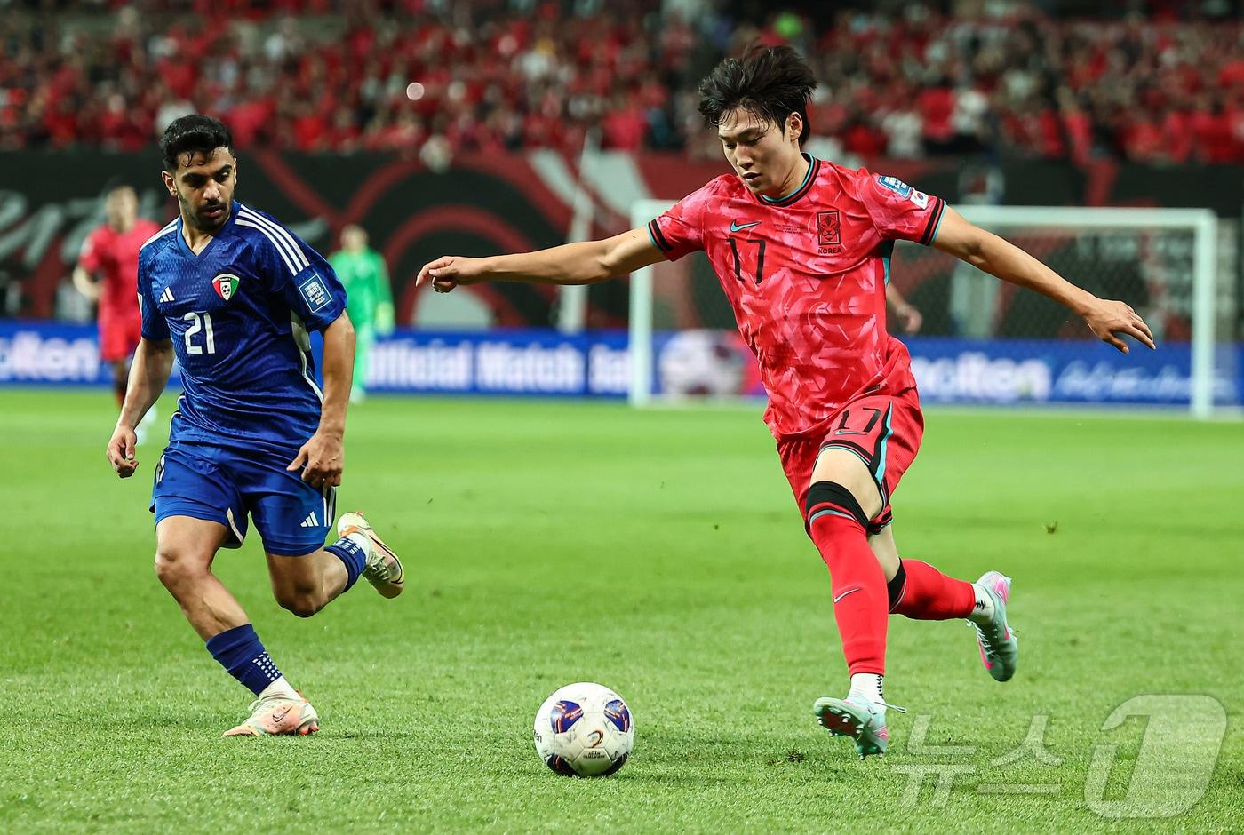 대체 발탁으로 대표팀에 뽑힌 배준호&#40;오른쪽&#41;2025.6.10/뉴스1 ⓒ News1 김도우 기자